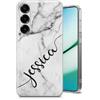 TULLUN Custodia personalizzata per Samsung Galaxy A32 5G, in morbido gel trasparente, design marmo grigio e nero, con iniziali e testo con nome diagonale