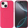 Mixroom - Custodia Cover Case per iPhone 14 Plus/iPhone 15 Plus in Tpu silicone liquido morbido compatibile con MagSafe con cerchio magnetico integrato Fucsia C09