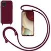 GoodcAcy Cover con Collana per Samsung Galaxy A12,Custodia Silicone Liquido con cordini,Custodie con Regolabile Collana Antiurto AntiGraffio Case con Laccio Tracolla per Samsung Galaxy A12,Rosso