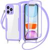 FERLAN Cover per iPhone 11 Pro Max con Cordino, 360 Gradi Antiurto Custodia con Protezione Schermo Integrata Trasparente Rugged TPU Bumper Doppia Protettiva Cover per iPhone 11 Pro Max -Viola