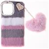 BLOTECH Custodia per Cubot Note 60 Fluffy Phone Cover Peluche Morbido Peloso Ciondolo Love Inverno Soffice Caldo Hairball Protettiva Fluffy Cover Bambine Copertura Caso,Nero di giunzione
