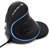 J-Tech Digital JTD Mouse USB verticale ergonomico a filo con sensibilità regolabile (600/1000/1600 DPI), resistenza allo scorrimento, poggiapolsi rimovibile
