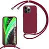 FERLAN Custodia per iPhone 15 Pro Max Cover con Cordino,Rosso Silicone Antiurto TPU Morbido Case Corda Collana Necklace Regolabile Stylish con Catena Ultra Sottile Cover per iPhone 15 Pro Max,Rosso