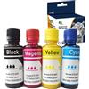 Caidi Ricariche universali di inchiostro 4 x 100 ml Bottiglie compatibili per Epson, HP, Brother, Canon, Lexmark Stampanti CISS Sistemi e cartucce d'inchiostro ricaricabili