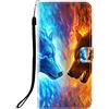 Sunrive Cover compatibile con ZTE Blade A34, Custodia con supporto di stand e in Pelle artificiale per carte di credito Portafoglio Flip Chiusura Magnetica bumper(Q Lupo 4)