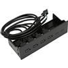 BROLEO Pannello frontale hub USB 2.0, pannello frontale dell'unità ottica, protezione da cortocircuito multifunzione a 19 pin, 4 porte per enclosure PC da 5,25