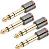 PATIKIL Adattatore Audio Maschio a Femmina 3.5mm (1/8) a 6.35mm (1/4), 4Pcs Adattatore Audio Stereo Plug Switch Connettore Jack comuni per Cuffie Computer Laptop Altoparlante, Nero/Oro