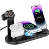 SZCLKJGS Caricatore wireless 4 in 1 per iPhone, stazione di ricarica rapida per Magsafe per iPhone 15/14/13/Pro/Pro Max/12/11/X/Xr/XS/8, per AirPods, Apple Watch, Samsung, Google Pixel (nero)