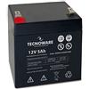 Tecnoware Power Systems Batteria al Piombo Ricaricabile 12V, 5Ah - FASTON 6,3 MM - Per gruppi UPS