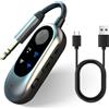 Pennle Trasmettitore e ricevitore Bluetooth 5.3 2 in 1, adattatore audio wireless per cuffie doppie, supporto AUX e Type-C da 3,5 mm, lunga durata della batteria, compatibile con iPad/tablet, aereo, auto,