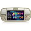 erisin 8-Core 4GB+64GB Autoradio Android 14 per Fiat 500 500C 500S 500E Carplay Android Auto Bluetooth 5.0 GPS DSP WiFi 4G SWC FM Radio Navigatore IPS Schermo Tattile (Bianco)