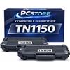 PcStore Toner Compatibile per Brother TN1150, Nero, 1000 Pagine, Confezione da 2, per HL-L1240W HL-1242W DCP-L1640W DCP-L1660W