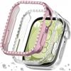 DEALELE Confezione da 2 custodie luccicanti compatibili con Huawei Watch Fit 3, custodia protettiva in policarbonato con strass scintillanti, cover di ricambio per orologio da donna e uomo (rosa +