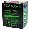 ANFEL Batteria ricaricabile al Piombo 12V 4,5Ah 5Ah Faston 4,8mm misure 90 x 70 x 101 mm per UPS allarmi sirene