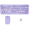 Cyrank Combinazioni Mouse Tastiera Wireless per Computer Colorate, 2.4g Wireless Cute Retro 68 Copritasti Rotondi Tastiera E Mouse 3 Dpi(Viola)