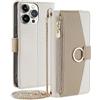 Arseaiy - Custodia a portafoglio per Samsung Galaxy S10E, con cinturino da spalla, cerniera magnetica, tasca per trucco, specchio, in pelle PU, antiurto, con supporto, colore: bianco