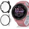 Blueshaweu Cover per Garmin Forerunner 255S, Vetro Temperato Case Duro PC Protettivo Antiurto Custodia Compatibile con Garmin Forerunner 255S Smartwatch 41mm (nero+trasparente)