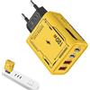 Kustimantu Batteria di ricarica di tipo C, blocco di ricarica USB | 120 W USB + tipo C adattatore di ricarica rapida Brick, caricatore da viaggio portatile EU/US con più porte per tablet e telefoni