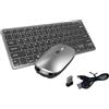 Muyilanc Kit Tastiera e Mouse Wireless Ricaricabile Combinati Blue Tooth 2.4G per Tastiera iOS/Android/Resistente Facile da Installare Grigio