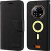 Shantime Custodia Portafoglio Flip in Tessuto Oxford Compatibile con Doogee Fire 7 Pro, Cover Protettiva Magnetica con Slot Carte e Supporto(Nero)