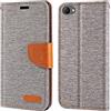Shantime Custodia Flip in Tessuto Oxford e Pelle PU Compatibile con OPPO A3, Cover Protettiva con Chiusura Magnetica e Tasche per Carte (Grigio)