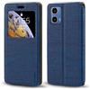 Shantime Custodia Flip in Pelle PU con Finestra Visibile e Chiusura Magnetica Invisibile Compatibile con Motorola Moto G34 5G, Protezione Totale (Blu)