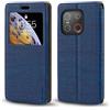 Shantime Custodia Flip in Pelle con Finestra Compatibile con Emporia Smart.7 Mini, Display Visibile, Chiusura Magnetica Invisibile e Slot Carta(Blu)