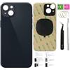 ZMVDJZ 14 Vetro posteriore di ricambio per iPhone 14 (Midnight, 6,1 pollici), cover posteriore di ricambio in vetro con nastro preinstallato + istruzioni di installazione + strumenti di riparazione +