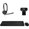 NONSOLOINFORMATICA Kit tastiera mouse senza fili con webcam full hd 1080 cuffie con microfono per videoconferenze, skype, zoom, google meet, teams, didattica e smart working (KIT-SMART-WORK)