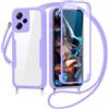FERLAN Cover per Xiaomi Poco X5 Pro/Redmi Note 12 Pro 5G con Cordino, 360 Gradi Antiurto Custodia con Protezione Schermo Integrata Trasparente Rugged TPU Bumper Doppia Protettiva Cover per Poco X5 Pro-Viola