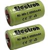 Electron 2x Batteria ricaricabile Ni-Mh NiMh C 1/2 mezza torcia 1,2V 4000mAh accumulatore 50x26mm pin