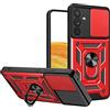 ESTH® Custodia per Samsung Galaxy A34 5G con Custodia per Fotocamera Scorrevole e Supporto ad Anello [Cover Paraurti Compatibile con Supporto Magnetico per Auto], Rosso