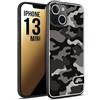 CUSTOMIZZA - Custodia cover nera morbida in tpu compatibile per iPhone 13 MINI camouflage mimetico militare nero black grigio