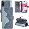 JIUNINE Cover per Samsung Galaxy M34 5G, Custodia Libro in Pelle Antiurto Flip Portafoglio Case con TPU Bumper, Supporto Stand, Porta Carte, Fibbia Magnetica per Samsung Galaxy M34 5G, Blu