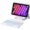 FIABANO Custodia a libro con tastiera Bluetooth wireless per iPad mini (6a generazione) e iPad mini (A17 Pro), tastiera retroilluminata rimovibile, mouse trackpad, supporto regolabile verticale