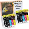 Starlet24 10 cartucce di stampa D&C compatibili per Canon Pixma iP3300 iP3500 iP4200 iP4300 iP4500 iP5200 iP5300 iX4000 iX5000 MP500 MP510 MP520 MP530 MP600 MP610 MP800 MP810 MP830 MP970 MX700 MX850