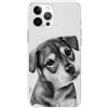 Mixroom - Cover Custodia Back case In TPU Silicone Morbido Per iPhone 13 / iPhone 14 Fantasia Cucciolo Di Cane Bianco E Nero M596