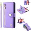 HAONANDE Flip Cover Per TCL 30 SE / 30E / 306/305, Custodia Pelle PU a Libro Portafoglio Antiurto donna Case Caso Con Motivo Cuore Cordino Slot per carte Supporto Stand Magnetica Viola
