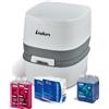 ENDERS SET WC PORTATILE SUPREME - Toilette Supreme Starter Set BLUE 5l: Wc portatile pieghevole + ENSAN BLUE 5l + 2L ENSAN RINSE + 8 rotoli carta igienica - Per campeggio e camper - Bianco