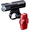 CatEye Ampp 500S/Viz 150 - Set di luci anteriori e posteriori per bicicletta, con tecnologia LED OptiCube, grado di impermeabilità IPX4, staffa FlexTight Easy Fit, ricaricabile tramite USB C