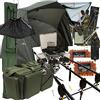 DNA Leisure Set da pesca alla carpa 3 pezzi 3,66 m 2/3 canne e mulinelli allarmi abboccata rete pod borsa carryall borsa portacanne ombrellone e attrezzatura set completo (configurazione 3 canne)