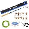THKFISH Tenkara - Kit di canna da pesca a mosca telescopica in fibra di carbonio 24T, con custodia per il trasporto, lenza e esca per pesca a mosca per ruscelli, trote, spigole, salmone, 2,7 m, 3 m, 3