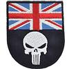 LA PATCHERIA Patch Bandiera UK Punisher 7.5x9cm - Patch 100% Ricamata con Velcro® originale Velcro® Brand Hook Cucito sul Retro - alta qualità - per Decorare Giacche, Zaini, Uniformi