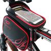 XBoze MTB BMX Borsa Bicicletta Impermeabile Borsa Telaio Bici Tubo Telaio Doppio Sacchetto Bici Supporto del Telefono con Touch Screen per 6,2 Pollici Smartphone (Rosso)