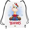 Caribu design Sacca Natale Personalizzata con Nome per Asilo, Scuola Materna/Elementare, Nido, Sport - Zaino Bambino Bambina Tema Animali Natalizi - Idea Regalo (Giraffa)