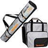 Brubaker Combi Set Carver Tecpro - Borsa da Sci con Spallacci Imbottitie e Borsa Porta Scarponi da Sciper 1 Paio di Sci + Bastoncini + Scarponi + Casco - Color Color Argento/Arancio - 170 cm
