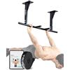 PULLUP & DIP Barra per trazioni da soffitto, portata 180 kg, impugnature antiscivolo a 5 prese per esercizi e pull-up, ideale per palestra domestica