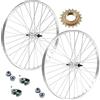 MADICKS COPPIA RUOTA CERCHIO ANTERIORE + POSTERIORE 26 X 1. 3/8 BICI + PIGNONE ROCCHETTO 18 DENTI 1 VELOCITÀ ALLUMINIO/ACCIAIO 26X1.38 OLANDA BICICLETTA CITY BIKE PASSEGGIO DADI FISSAGGIO E FLAP INCLUSI