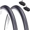 ECOVELO 2 COPERTONI 26 X 1 3/8 (37-590) + CAMERE D'Aria con valvola america Pneumatici Neri X City Bike Stradale Adulto Vintage