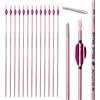 ACCMOS ID 4,2 mm Spine 500 600 700 800 900 1000 Piuma a Spirale Rosa Freccia da Caccia 23-31 Pollici Freccia in Puro Carbonio, per Arco e Freccia Spara Sport 12 pz (Spine 800, 29inch)